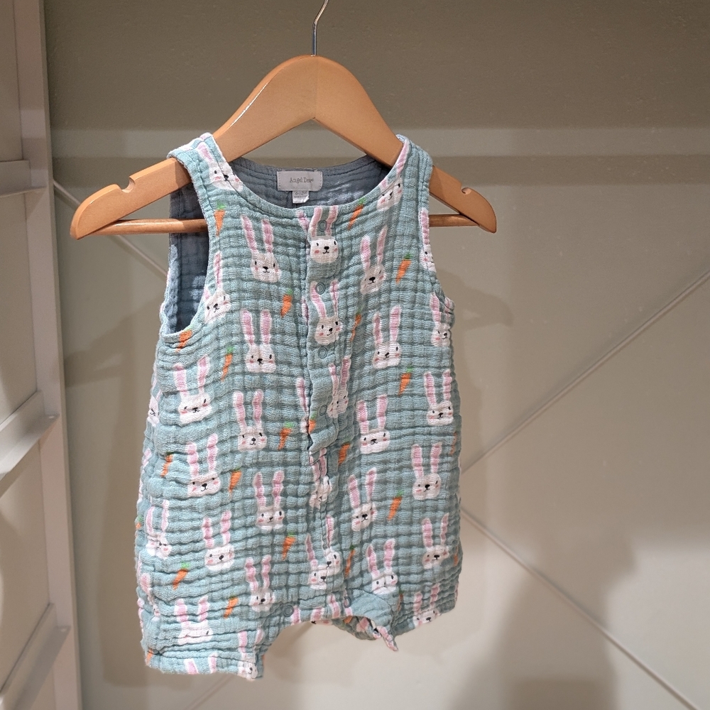 Angel Dear 6-12 month blue one piece, Easter bunny